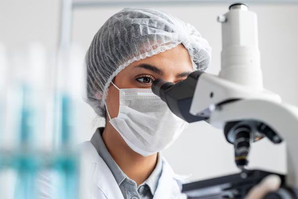 ricercatore che lavora vicino al microscopio