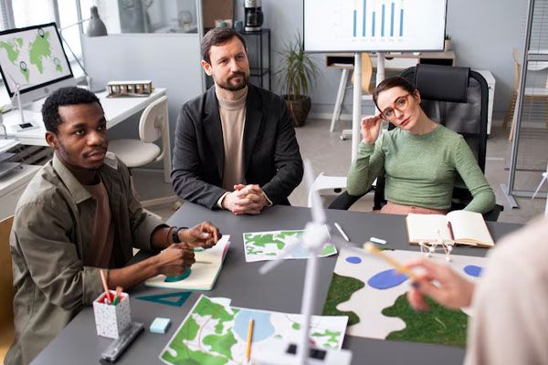 Persone sedute in una riunione in un ufficio