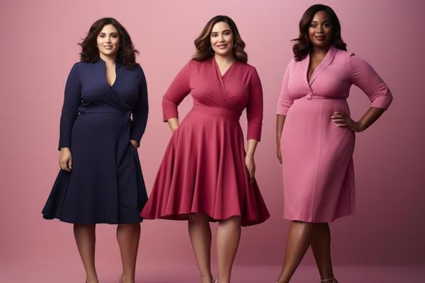 Gruppo di modelle curvy in posa