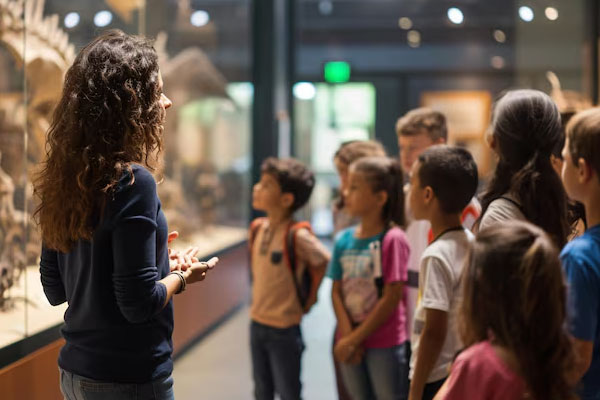Bambini che visitano le sale espositive del museo